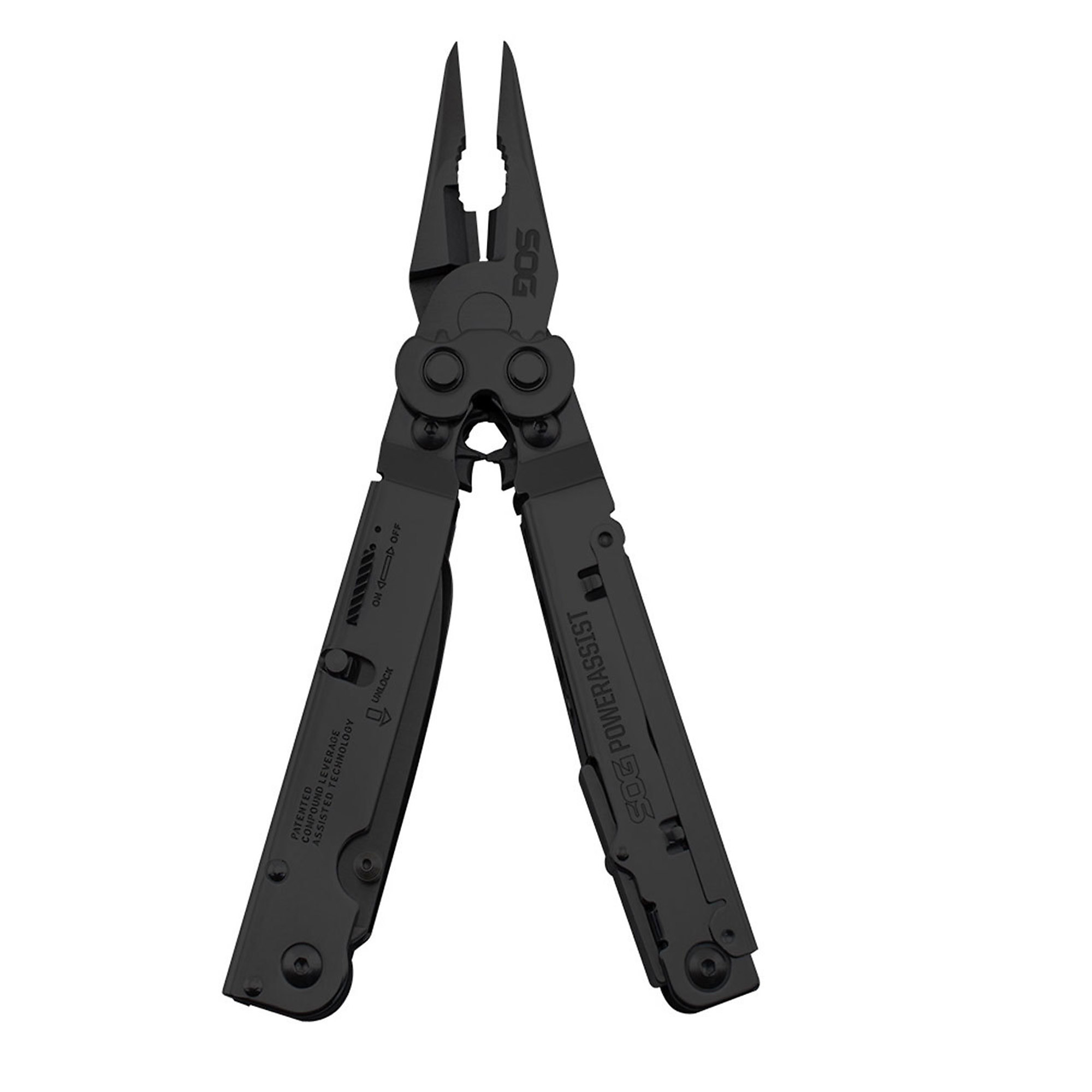 SOG PowerAssist Multi-Tool - 16 Tools, Stainless Steel, Black Oxide Finish, Nylon Case, Model# SOG-B66N-CP